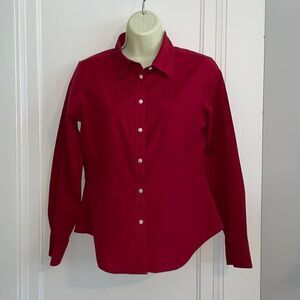 Talbots Haberdashery Petites‎ maroon red button down shirt